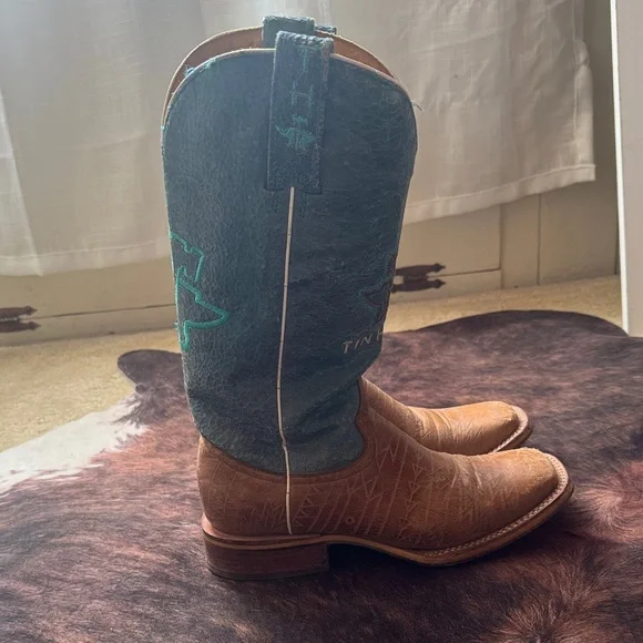 Tin Haul Blue and Brown Heeled Boots - Picture 4 of 8